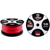 T-SPEC - 1-0 Awg 50Ft Matte Red Ofc Power Wire - V10 Series,Power Wire V10 Series (V10PW-1RD50)